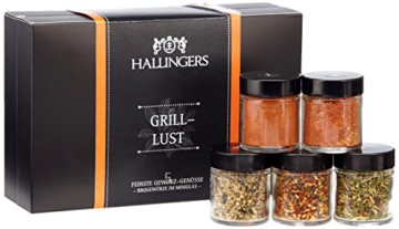 Hallingers » Gewürz Mix Grilllust Set/Mix 5 x Miniglas in MiniDeluxe-Box