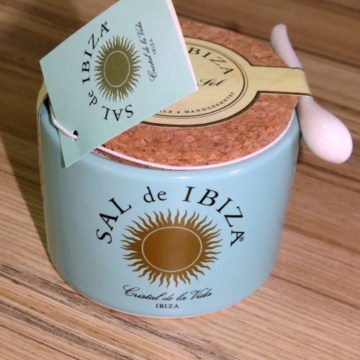 Sal de Ibiza » Fleur de Sel aus Ibiza, im Keramiktopf mit Löffel, 150g