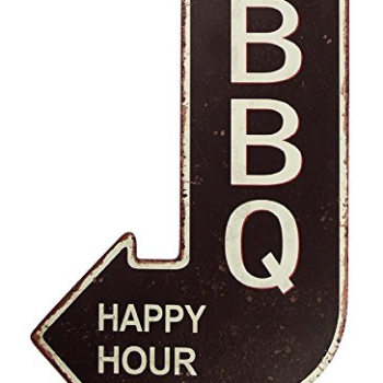 Nostalgie Blechschild » BBQ Happy Hour Wegweiser 40x25cm Vorschaubild