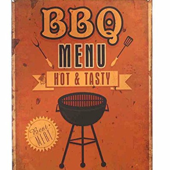 Nostalgie Blechschild » BBQ Menü Hot und Tasty, 40×30 Vorschaubild