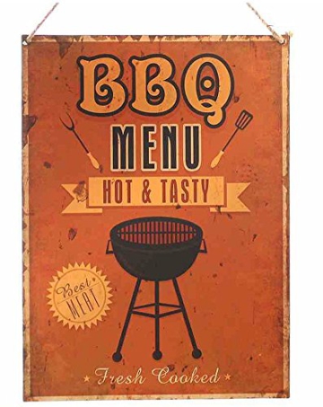 Nostalgie Blechschild » BBQ Menü Hot und Tasty, 40×30