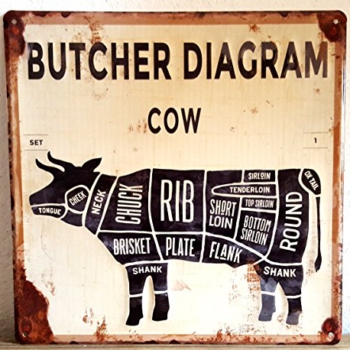 Metallschild » Butcher Diagram Cow Vorschaubild