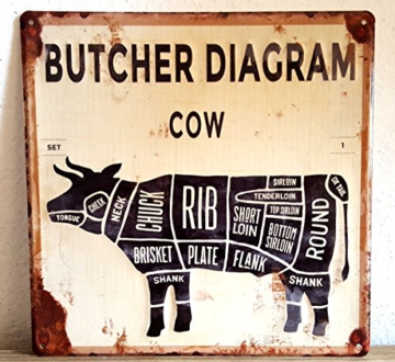 Metallschild » Butcher Diagram Cow