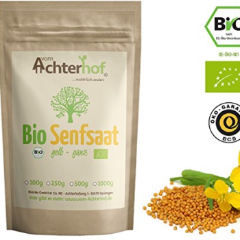Bio Senfsamen Senfsaat Senfkörner (1kg) ganz gelb auch weiß genannt vom-Achterhof ideal zur Senf-Herstellung Vorschaubild