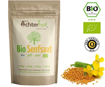 Bio Senfsamen Senfsaat Senfkörner (1kg) ganz gelb auch weiß genannt vom-Achterhof ideal zur Senf-Herstellung