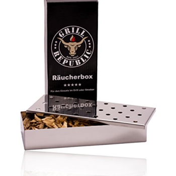 Grill Republic » Räucherbox für Smoker, Kugel und Gas-Grill | BBQ Smokerbox für tolles Raucharoma aus rostfreiem Edelstahl | 23×9,5×4,2 cm Vorschaubild