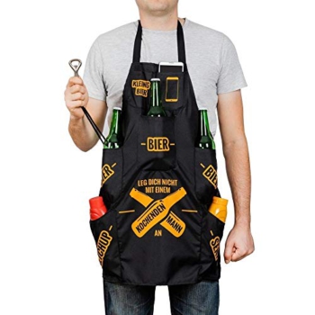 Männer Grillschürze mit 7 Taschen und Flaschenöffner – Mann am Herd Kochschürze Küchenschürze Vorschaubild