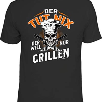 Männer Geschenk Grill BBQ T-Shirt: Der TUT nix – Der Will nur Grillen!, Schwarz, L Vorschaubild