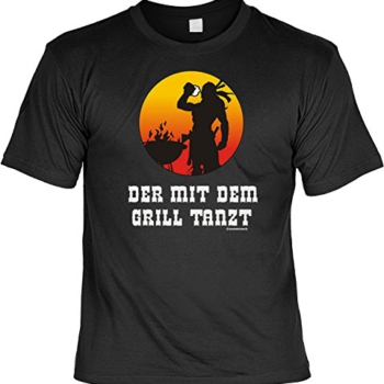 witziges Sprüche T-Shirt Der mit dem Grill tanzt Fb schwarz Vorschaubild