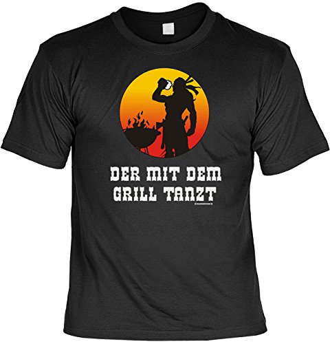 witziges Sprüche T-Shirt Der mit dem Grill tanzt Fb schwarz Vorschaubild