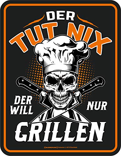 RAHMENLOS Deko Blechschild für den BBQ Grill Fan: Der TUT nix – Der Will nur Grillen Vorschaubild