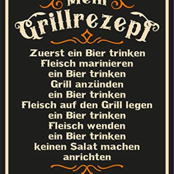 RAHMENLOS Deko Blechschild für den BBQ Grill Fan: Mein Grillrezept Vorschaubild