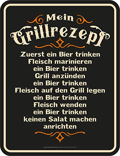 RAHMENLOS Deko Blechschild für den BBQ Grill Fan: Mein Grillrezept Vorschaubild