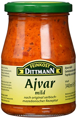 Feinkost Dittmann » Ajvar mild, Gemüsezubereitung aus Paprika und Auberginen, 3er Pack