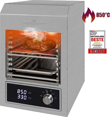 ProfiCook PC-EBG 1201 Elektrischer Indoor Beef-Grill mit 850°C, Keramik-Infrarot Hochleistungsbrenner mit 1600W für perfekte Steak-Ergebnisse, Grillen ohne Gas & Kohle, Indoor- & Outdoor-Nutzung