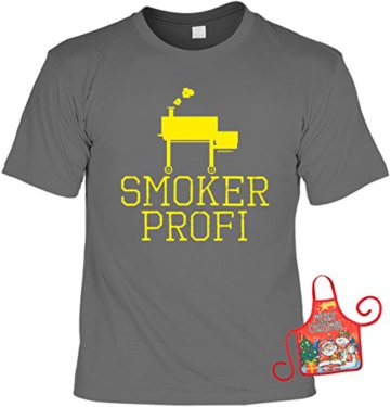 Griller Set – Sprüche T-Shirt + Minischürze : Smoker Profi – Grillershirt + witziger Scherzartikel Flaschenschürze Gr: XL