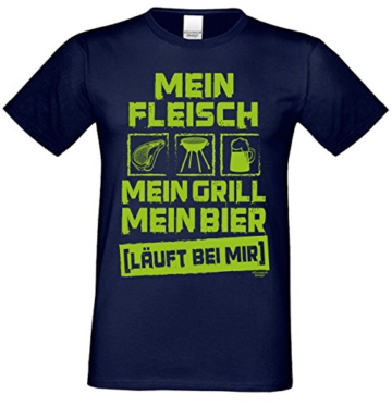 Mein Fleisch – Mein Grill – Mein Bier : Grill T-Shirt für Männer : Kurzarm Herren Shirt + Griller-Urkunde Farbe: Navy-blau Gr: 4XL