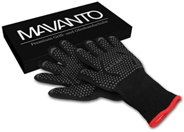 MAVANTO Grillhandschuhe EXTRA LANG hitzebeständig bis zu 500 Grad - perfekt auch am Ofen - Profi BBQ Handschuhe mit Unterarmschutz (Schwarz, S/M) - 2