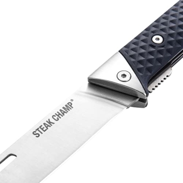 Steakchamp Outdoor Messer BBQ Master Folder, 12 cm, Klinge aus hochwertiger Stahllegierung X50CrMoV15 (Klingenstahl 4116), Griffbasis aus Ocean Bound Plastic - 3