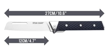 Steakchamp Outdoor Messer BBQ Master Folder, 12 cm, Klinge aus hochwertiger Stahllegierung X50CrMoV15 (Klingenstahl 4116), Griffbasis aus Ocean Bound Plastic - 4