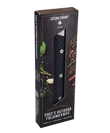 Steakchamp Outdoor Messer BBQ Master Folder, 12 cm, Klinge aus hochwertiger Stahllegierung X50CrMoV15 (Klingenstahl 4116), Griffbasis aus Ocean Bound Plastic - 7