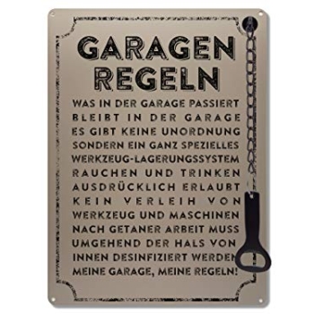 Schilderkönig » Garagen-Regeln mit Flaschenöffner, 30×22 cm Vorschaubild