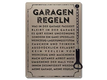 Schilderkönig » Garagen-Regeln mit Flaschenöffner, 30×22 cm