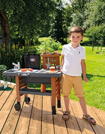 Smoby - Outdoor Gartenspielküche - inklusive Grill, Spülbecken mit Wasserpumpfunktion und vielen Zubehörteilen, für Kinder ab 3 Jahren - 5