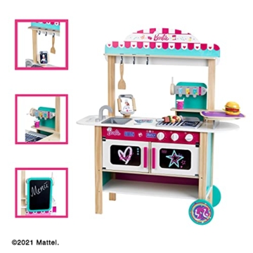 Theo Klein 7324 Barbie Restaurant Bistro, Holz (MDF) I mit Grill, Ofen und Kühlschrank I Inkl. Bistro-Zubehör I Spielzeug für Kinder ab 3 Jahren - 2
