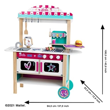 Theo Klein 7324 Barbie Restaurant Bistro, Holz (MDF) I mit Grill, Ofen und Kühlschrank I Inkl. Bistro-Zubehör I Spielzeug für Kinder ab 3 Jahren - 4