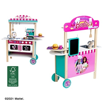 Theo Klein 7324 Barbie Restaurant Bistro, Holz (MDF) I mit Grill, Ofen und Kühlschrank I Inkl. Bistro-Zubehör I Spielzeug für Kinder ab 3 Jahren - 5