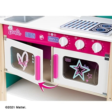Theo Klein 7324 Barbie Restaurant Bistro, Holz (MDF) I mit Grill, Ofen und Kühlschrank I Inkl. Bistro-Zubehör I Spielzeug für Kinder ab 3 Jahren - 8