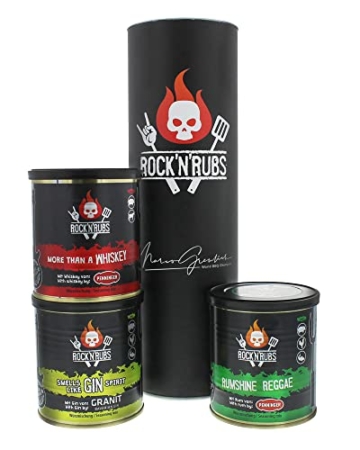 ROCK’N’RUBS Black Tube 3er Set Silver Line Grillgewürze – More Than a Whiskey, Smells Like Gin Spirit & Rumshine Reggae – 350 g