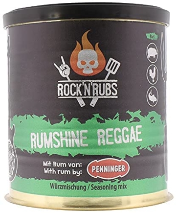 ROCK’N’RUBS Grillgewürz Rumshine Reggae – BBQ Rub zum Grillen mit aromatischer Kräutermischung & Rum – 90 g Dose