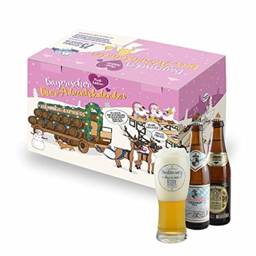 Bavariashop Bier Adventskalender 2022 - PINK Edition! 23 x Bier aus Bayern inkl. Verkostungsglas, Geschenkidee für Frauen und Herren im Geschenkkarton - 2