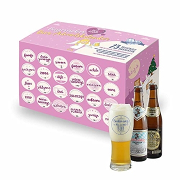 Bavariashop Bier Adventskalender 2022 - PINK Edition! 23 x Bier aus Bayern inkl. Verkostungsglas, Geschenkidee für Frauen und Herren im Geschenkkarton - 4