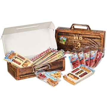 WURSTBARON® – Wurst Geschenk Koffer – mit 24 besondere Salami und Wurst Snacks – Brezen, Herzen, Sterne, Pikanten und vieles mehr – 790 g