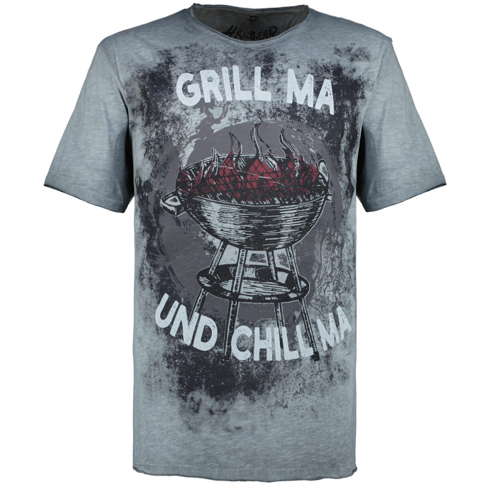 HangOwear T-Shirt mit Motivprint "GRILL MA und CHILL MA" im oil-washed Look Vorschaubild