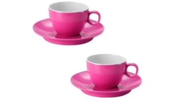 Brunner Espressotasse mit Untertasse, pink, 2er Set