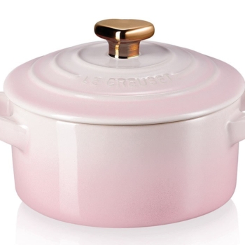 Le Creuset Mini-Cocotte mit goldenem Herzknopf Steinzeug Shell Pink Vorschaubild